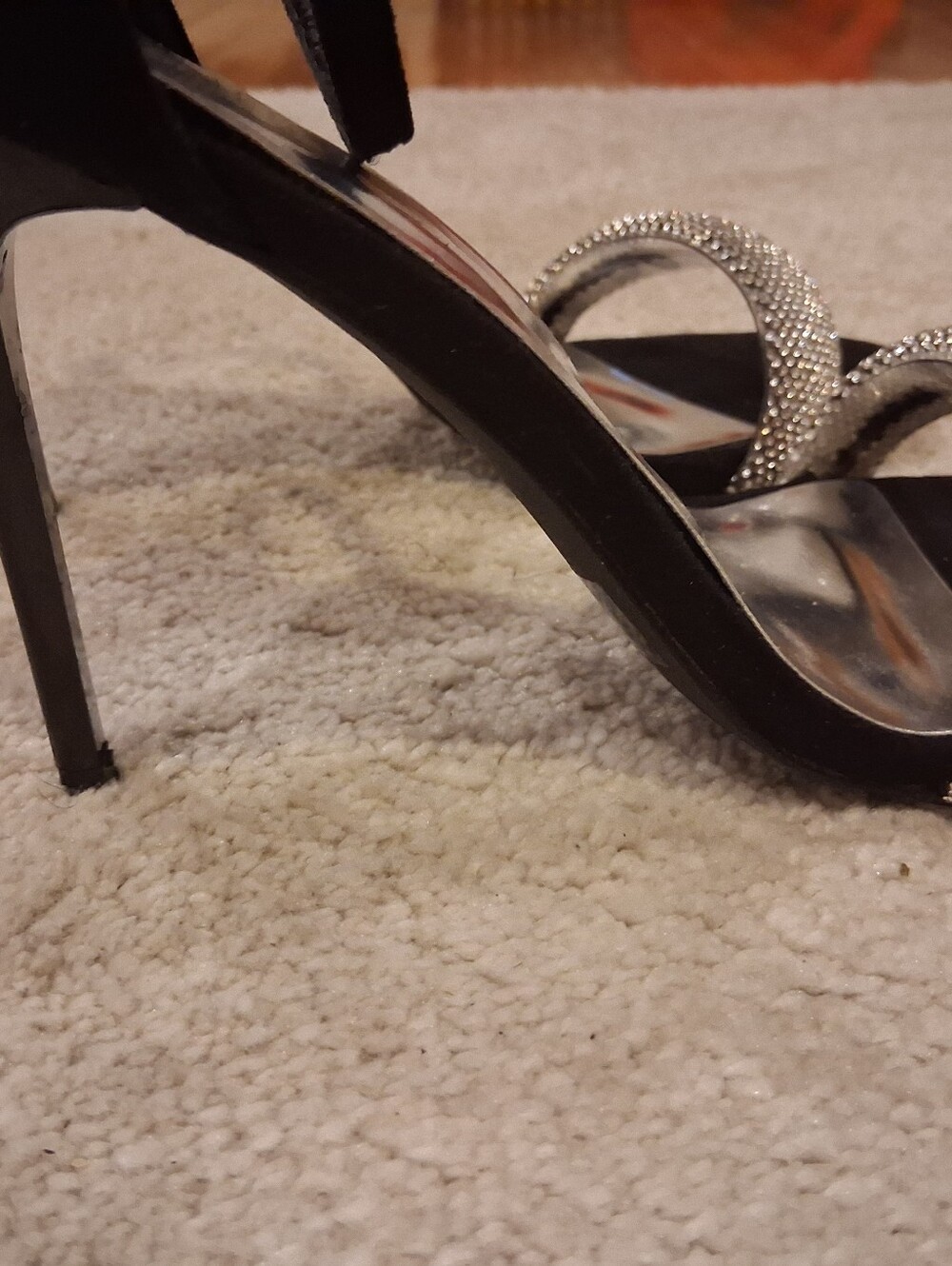 Black High Heel Sandals with Crystal Straps